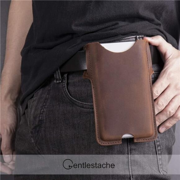 Leather Cell Phone Holster for Belt,Phone Case Leather, Belt Cell Phone Holder - Picture 2 of 8